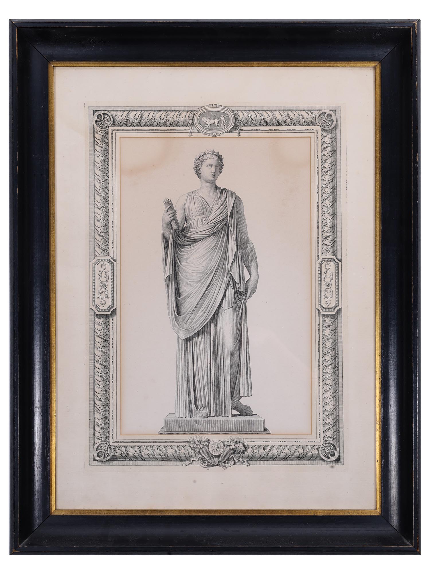 ANTIQUE ENGRAVING GREEK STATUE BY PIERRE BOUILLON PIC-0